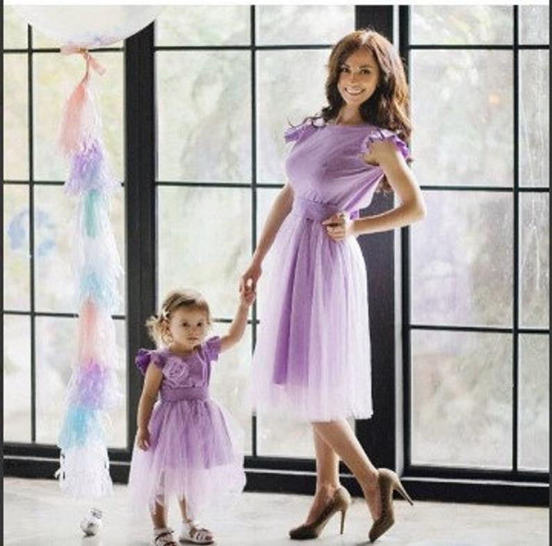 Lavender Mom and Daughter Dress