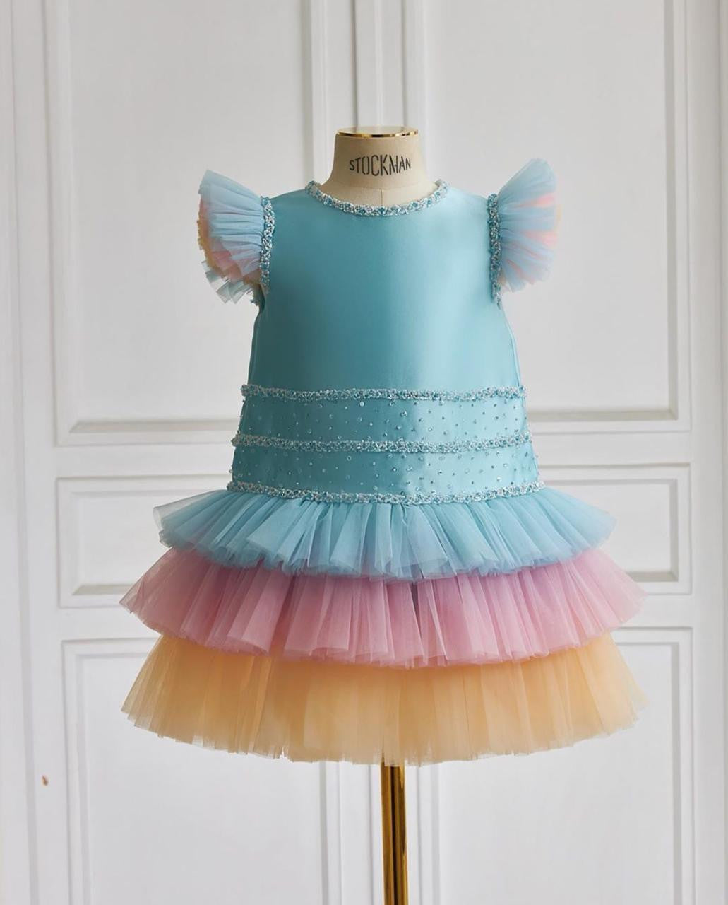 Martha Turquoise Hand Beaded Dress