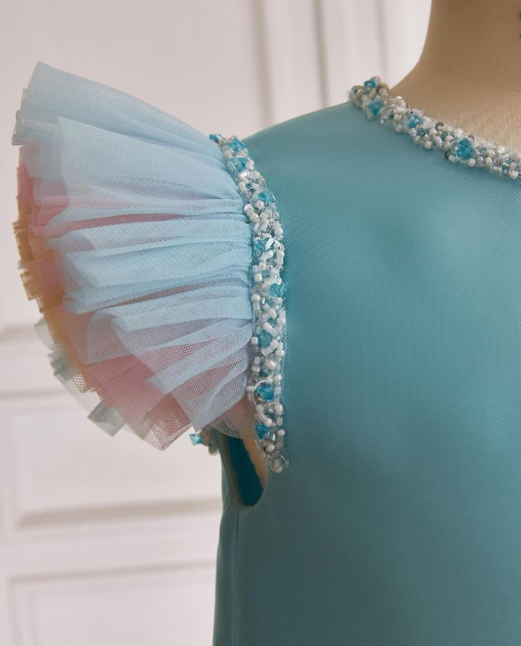Martha Turquoise Hand Beaded Dress