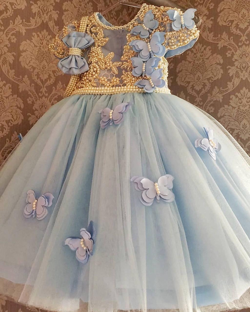 Orla Pearl Hand Embroidered Butterfly luxe Dress