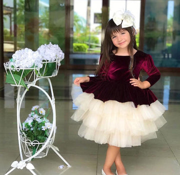 Zolindu Sarah Maroon White Girls Dress