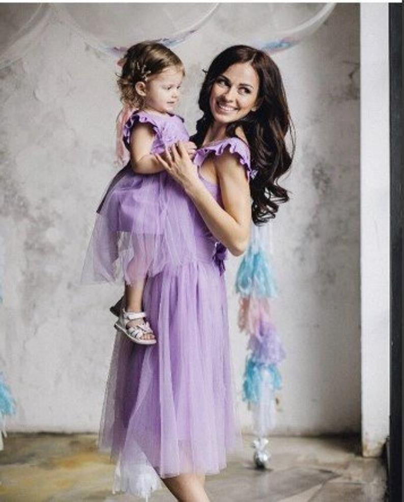 Lavender Mom and Daughter Dress