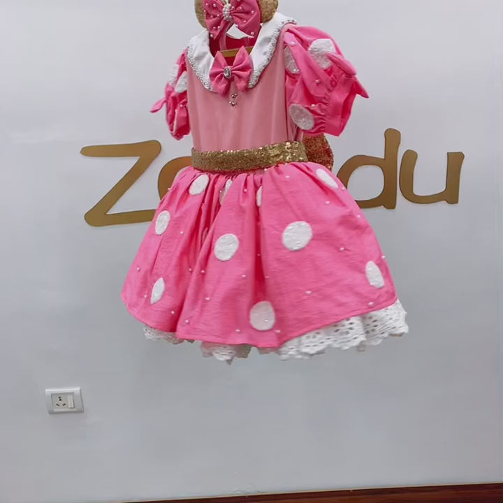 Zolindu Minnie Girls Dress With Minnie Headband