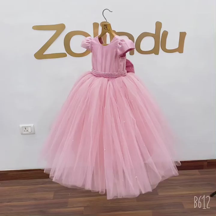 Zolindu Ani Tea Pink Dress ( With Pearl Belt )