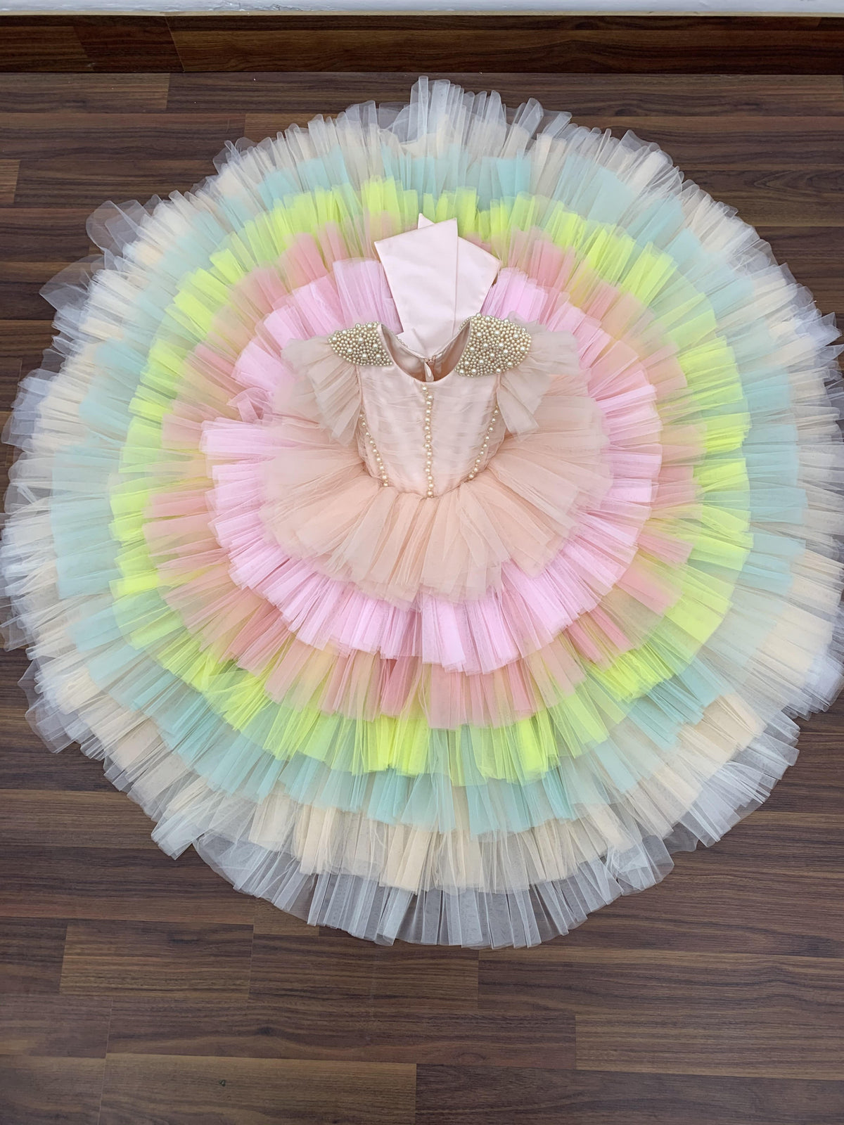 Zolindu Pearl Beaded Mulilayer dress